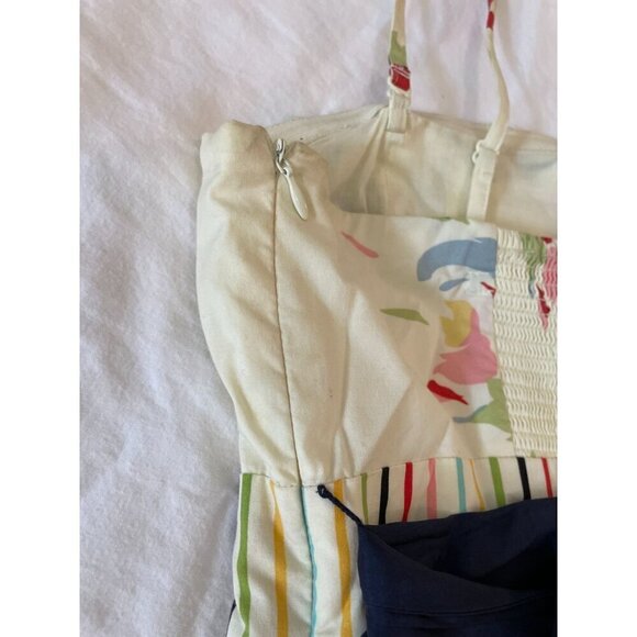 Anthropologie Maeve Y2K Vintage Style Floral Print Dress With Striped Waist & Bo - Picture 10 of 12